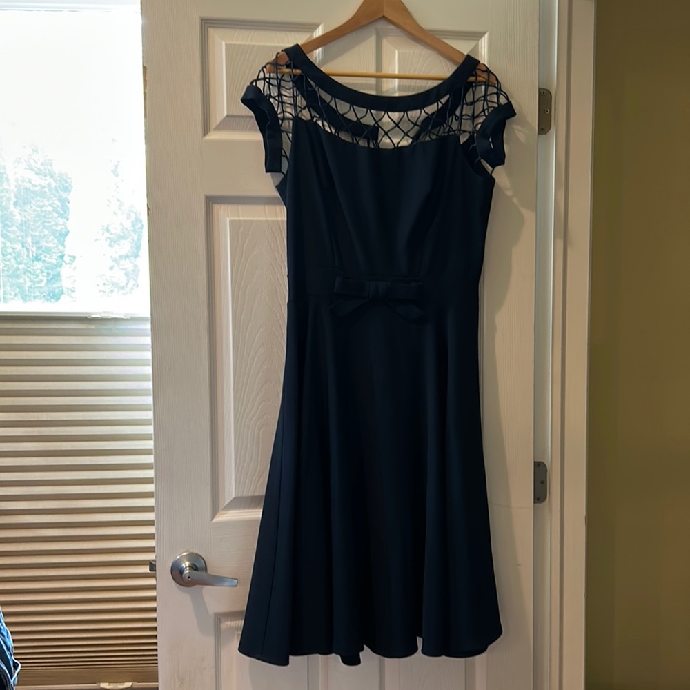 Tatyana XXL navy dress, worn once.  A-line, full skirt with retro details.